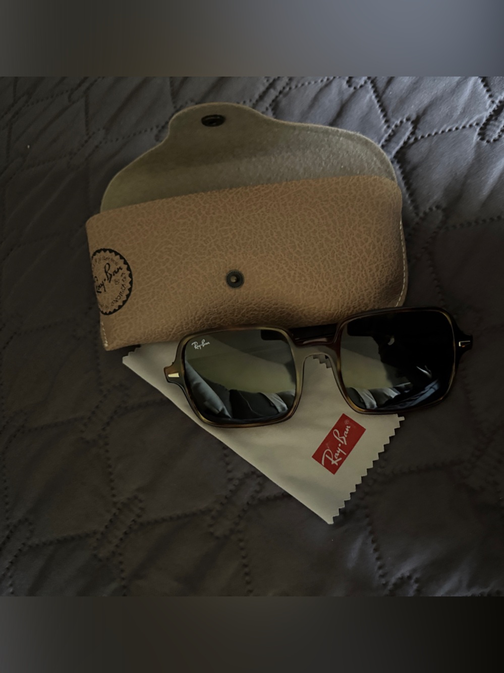 Ray-Ban Brown Square Frame Sunglasses with Gradient Lenses